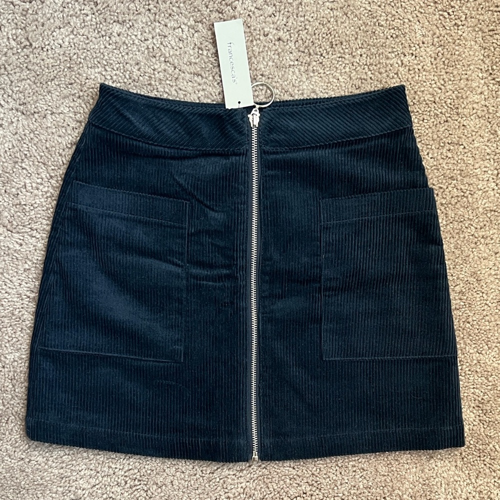 Navy Blue Corduroy Mini Skirt XS